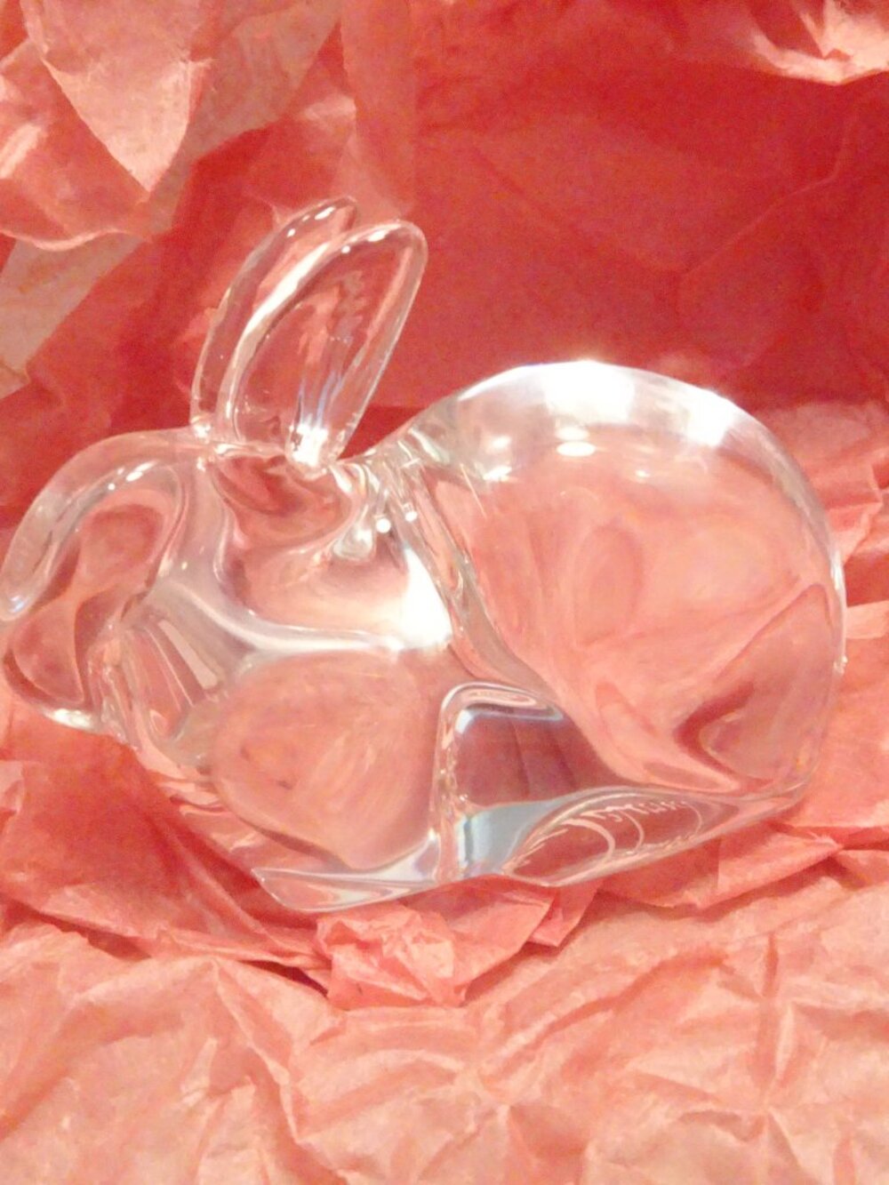 Hadeland Norway Crystal Glass Crouching Rabbit Hare Willy Johansson 70mm 38662 - Picture 4 of 5